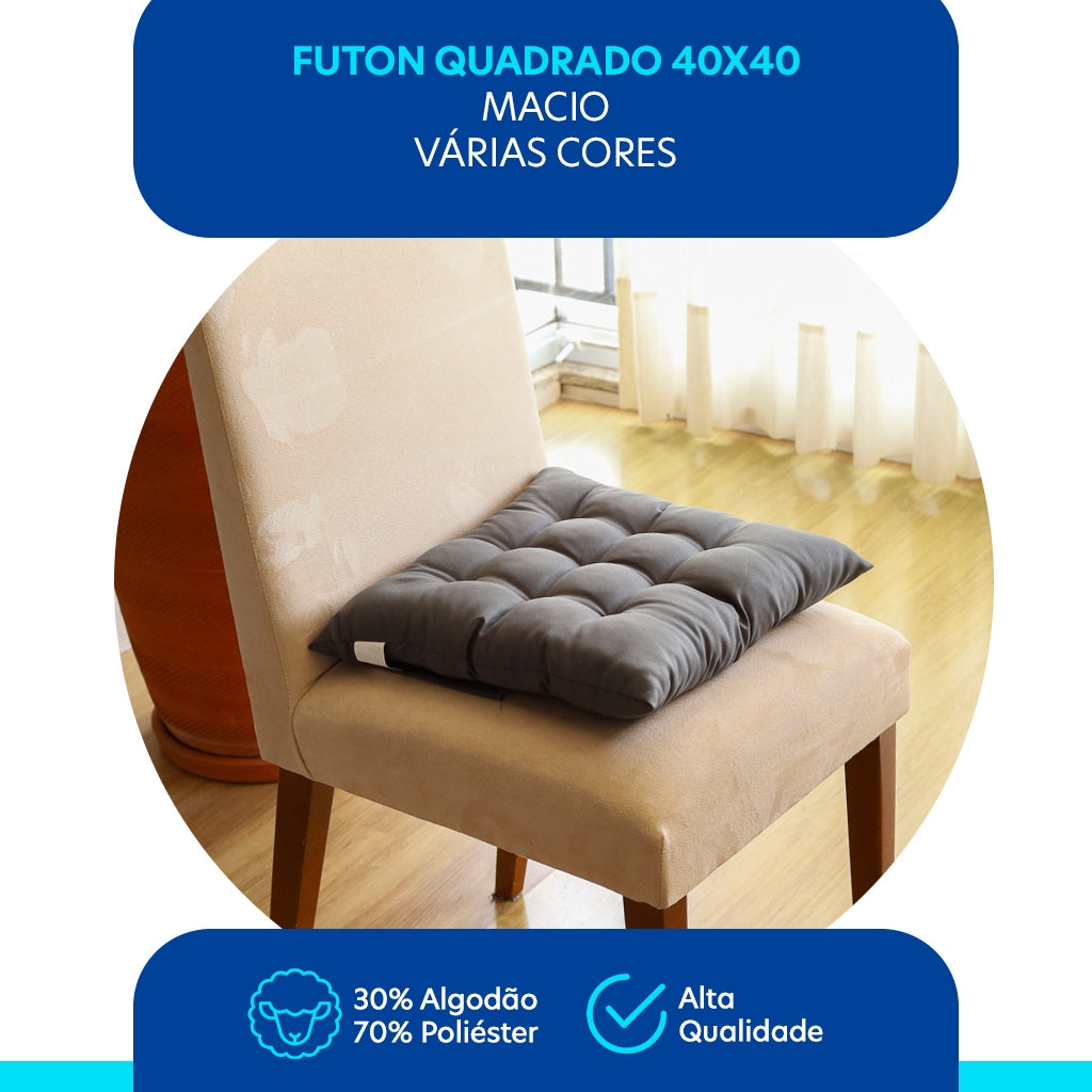 Kit 2 Almofadas Decorativa Futon Assento De Cadeira Sofá Pallet Banco Diversas Cores 40x40cm Macio