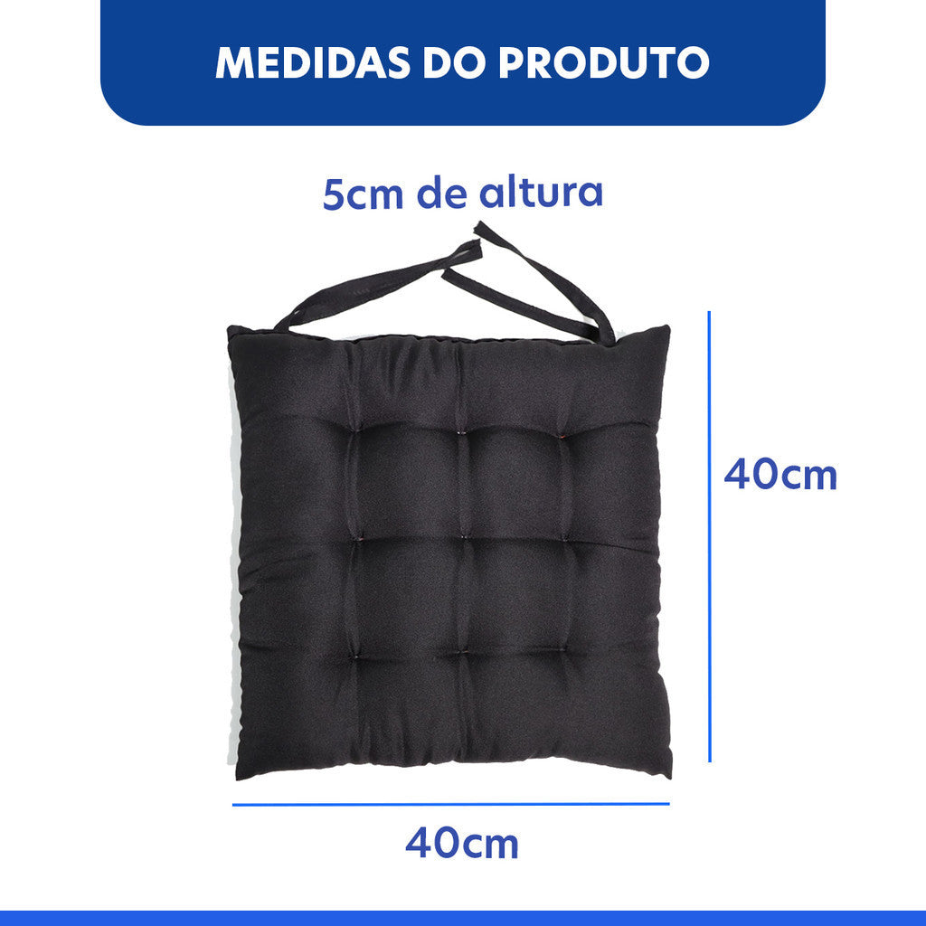 Kit 2 Almofadas Assento de Cadeira 40x40 Futon Macio Assento Encosto