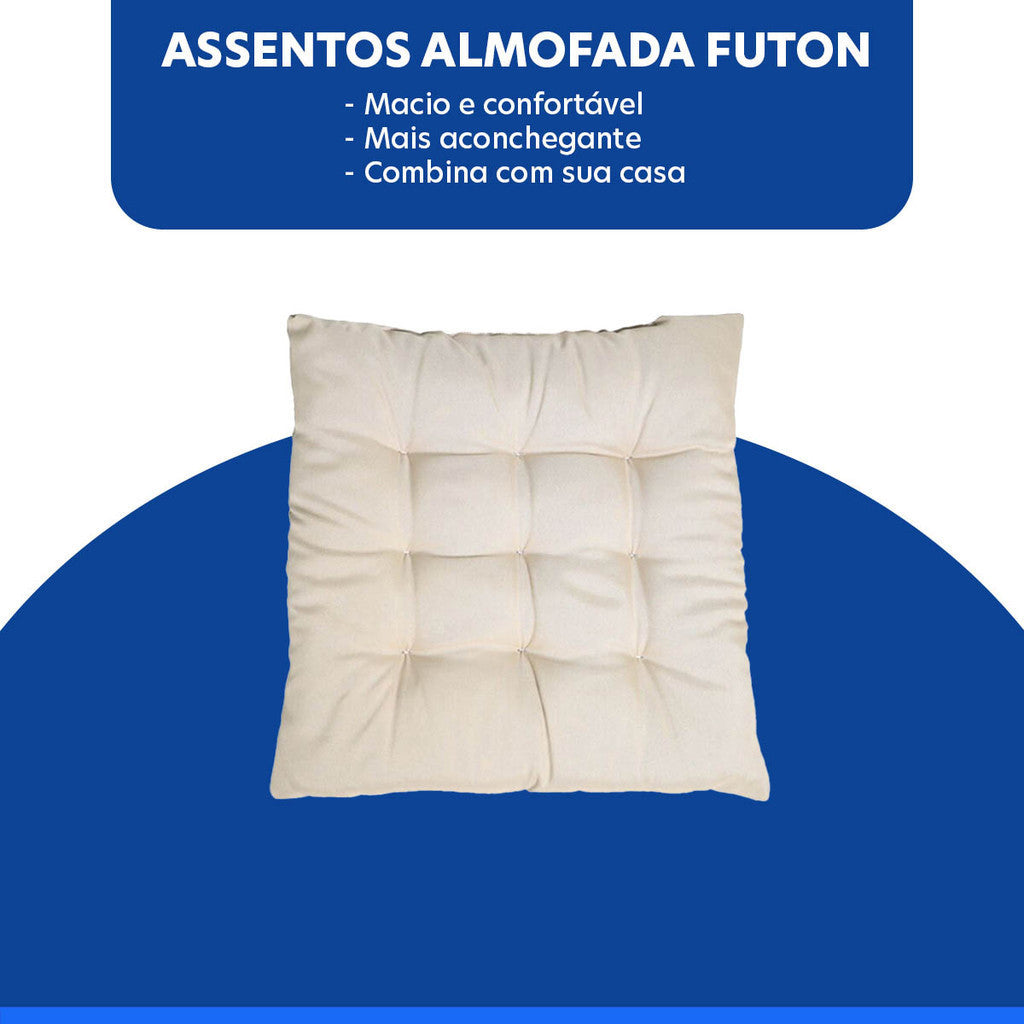 Kit 2 Almofadas Assento de Cadeira 40x40 Futon Macio Assento Encosto